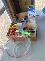 Kitchen utensils and Pyrex measurer