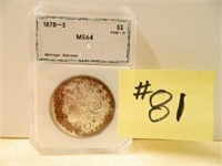 1878s Morgan Silver Dollar Cert. PCI MS64 (Rusty)