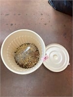 Tub of bird seed