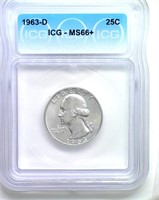 1963-D Quarter ICG MS66+ LISTS $150