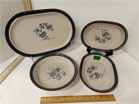Noritake Stoneware Pleasure  Blue Flower Platter