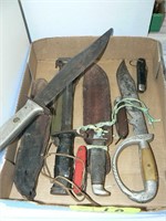 FLAT OF ASSORTED KNIVES, BAYONETS, POCKET KNIVES