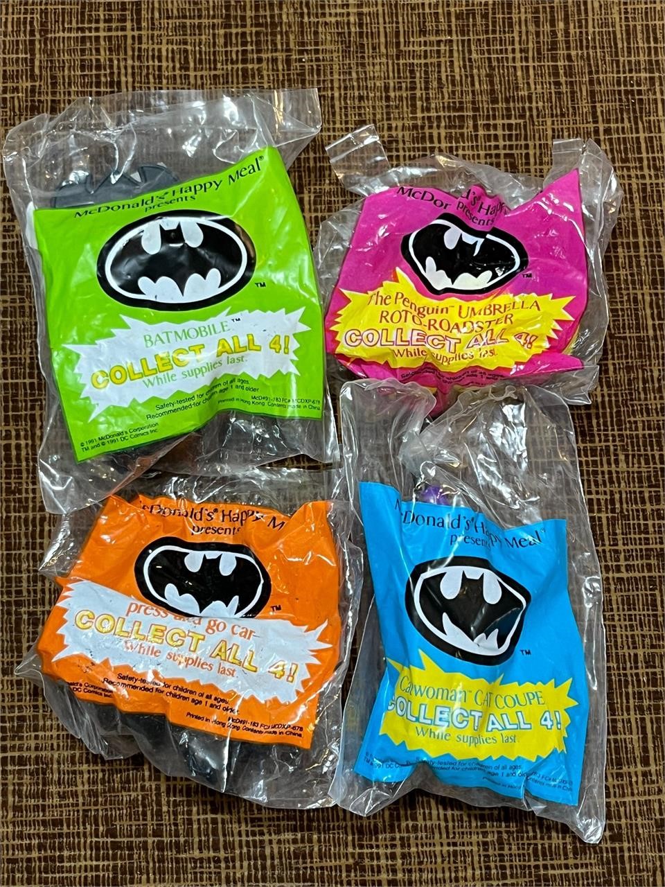 Vtg McDonald's Happy Meal Batman Toys 1991 - Qty 4