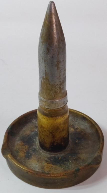 1941 Military Trench Art Bullet Ashtray & Lighter