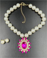 Pearl & Pink Sapphire Fashion Jewelry Set