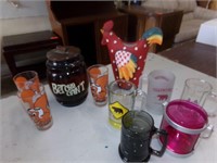 Misc glasses, mugs and cookie jar