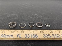 (5) Sterling Rings- Marked- 12.5 grams