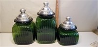Set of 3 Green Jar Canisters
