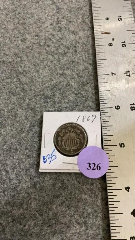 1869 5 cent coin
