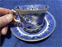 Old Burleighware Willow cup-saucer England