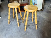 pair of wood stools - 24" tall