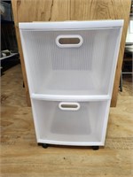 Two Drawer Plastic Storage Organizer on Wheels