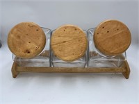 Wooden & Glass Cookie Canister Set