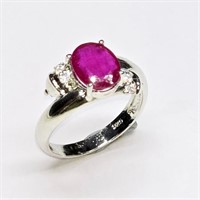 Silver Ruby Cz(1.8ct) Ring