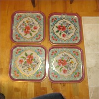 Lot of 4 Daher Metal Floral Trays