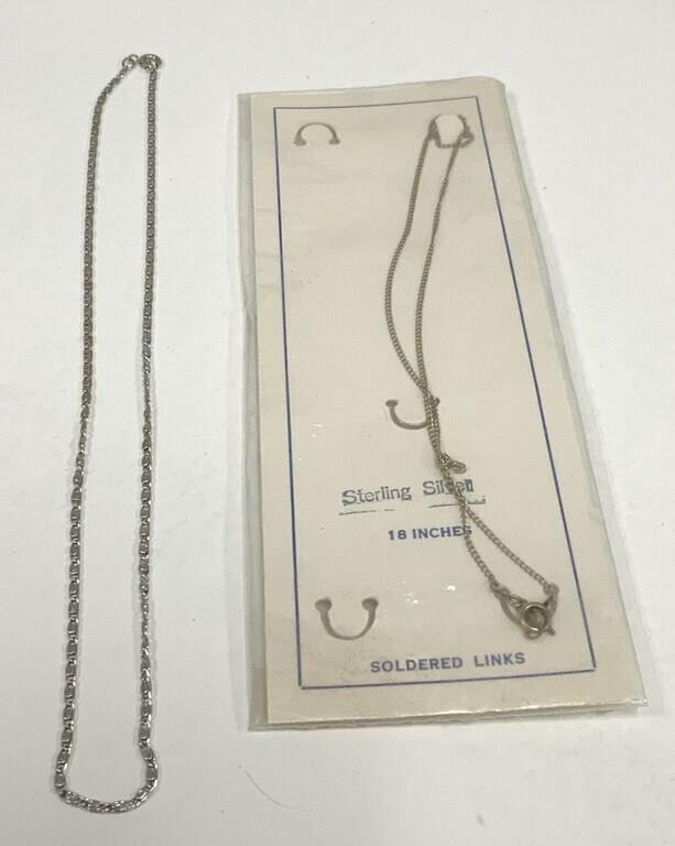 Two Sterling Necklaces, 16 and 18 inch