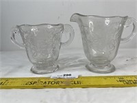 Vintage Fostoria Corsage Etched Glass Sugar and
