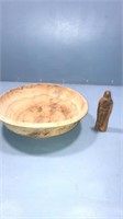 Wood dough bowl and figure