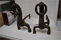 Large Cast Iron Andirons