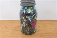 Vintage Quart Ball Jar with Buttons