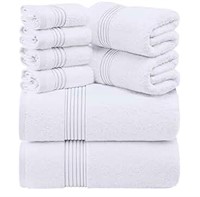 UTOPIA 8 PIECE TOWEL SET WHITE - 2 BATH, 2 HAND