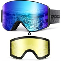 Odoland Ski Goggles Set with Detachable Lens,