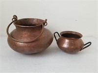 Two Hand Wrought Copper Pots