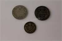 1910 & 1918 Twenty Five Cents & 1917 Dime Canada
