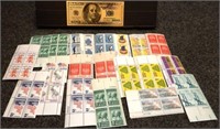 Postage Stamps & Gold Plated Foil $100 Bill