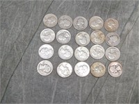 20 Washingon SILVER Quarters 1964 & Earlier