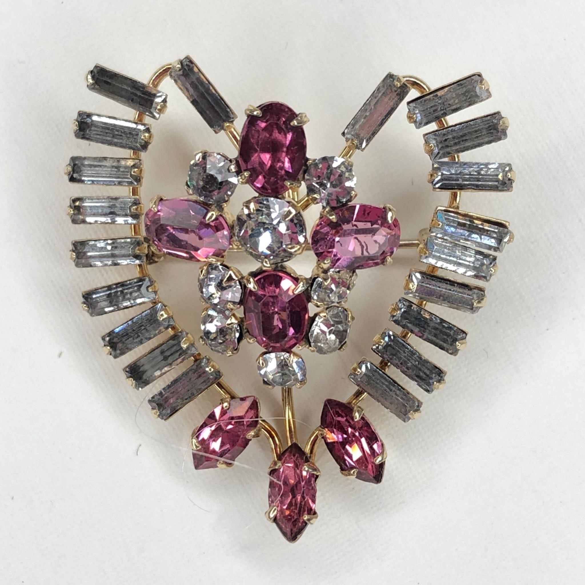 RHINESTONE / GOLD FILLED VINTAGE BROOCH