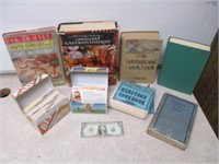 2 Metal Recipe Boxes & Vintage Cookbooks