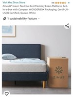 Zinus 8" Cool Feel Memory Foam Mattress-Queen