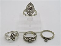 925 Diamond Rings, Earrings, Necklace