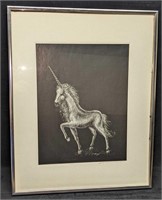 Framed Hand Signed Jack Lawrence Unicorn Print