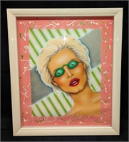 Framed Mixed Media Morse Lady Swimmer