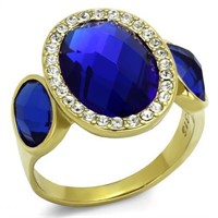 14k Gold Ip. 7.38ct Blue Sapphire Halo Ring