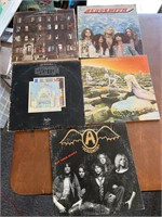 Led Zeppelin and Aerosmith vinyl record albums