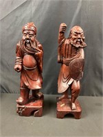 Hand carved, stained Chinese Warriors on stands