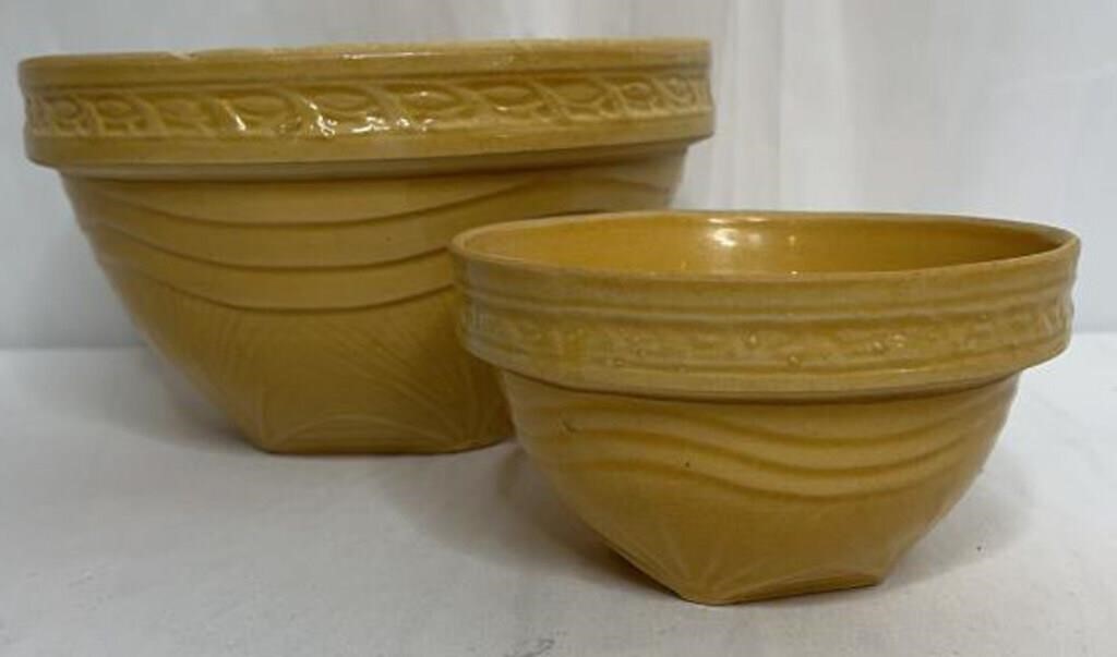 2pc Antique Yellow McCoy Pottery Mixing Bowls
