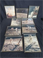 9 Framed moon mission photo prints