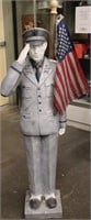 Patriotic U.S. Soldier & Flag Yard Garden Statue