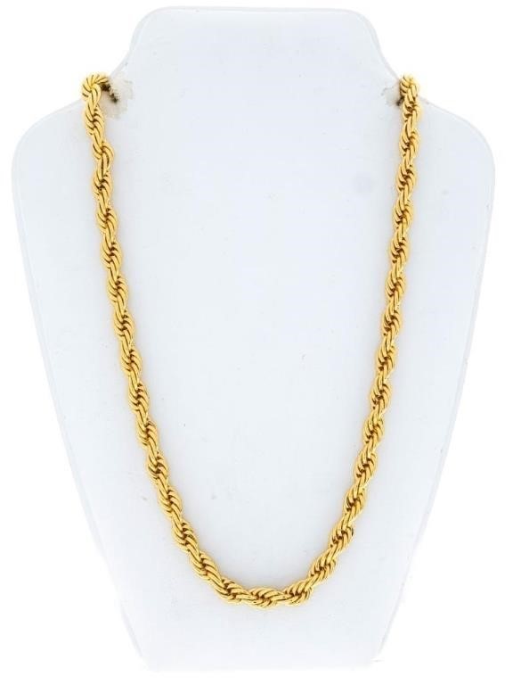 24kt G. P. Rope Style Necklace - 53 Grams