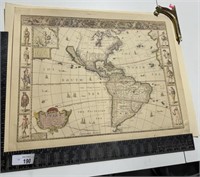 Old map America, 1626 hand colored made in great