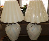 Pair of Pottery Lamps with Shades