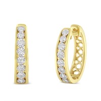 10k Two-tone Gold .49ct Diamond Hoop Earrings