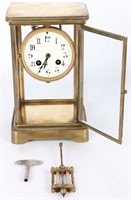 VINTAGE BRASS WIND-UP MANTLE CLOCK