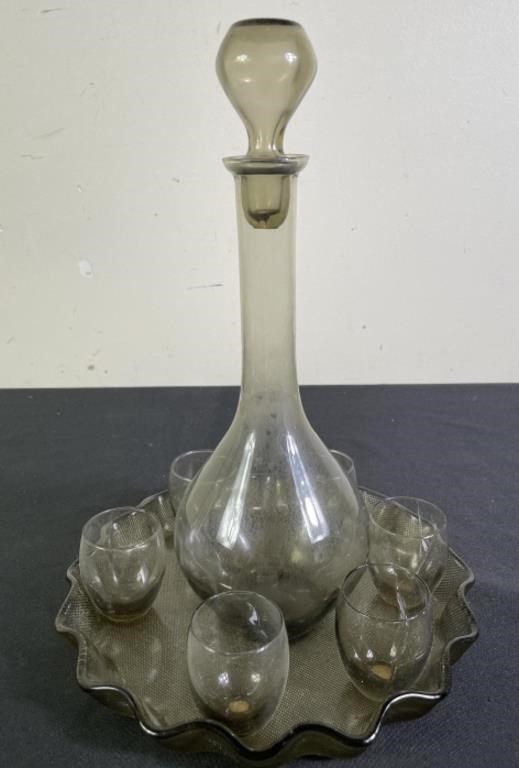 Italian Grey Glass Liquor Service (8)