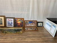 8pc Assorted Fr. Art: Waves, Landscapes, Cities