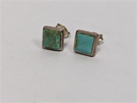 .925 Sterling Turquoise Square Earrings